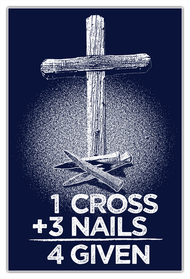1 Cross + 3 Nails 4 Given White Kaos Front