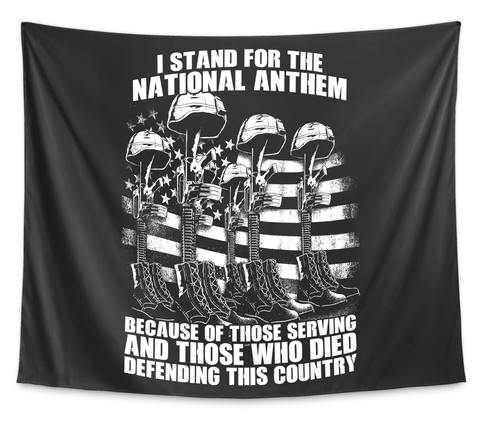 I Stand For The National Anthem Because Of Those Serving And Those Who Died Defending This Country White T-Shirt Front