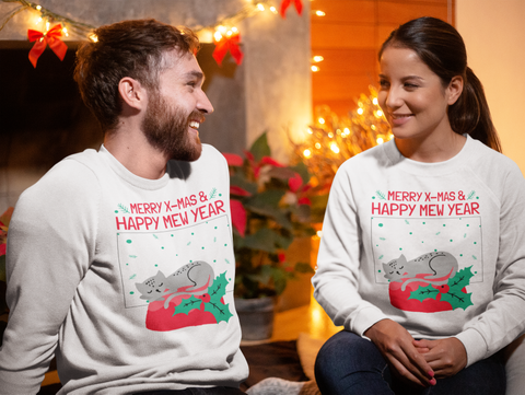 Merry X Mas And Happy Mew Year Christmas  T-Shirt Front
