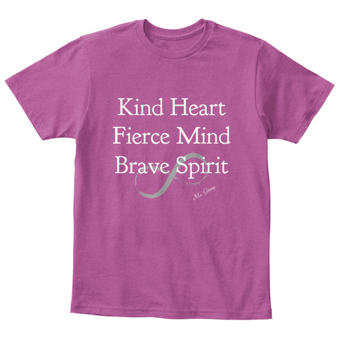Kind Heart Fierce Mind Brave Spirit Heathered Pink Raspberry  T-Shirt Front