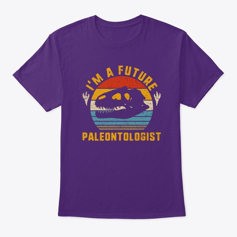 Future Paleontologist Dinosaur Skull Ske Purple T-Shirt Front