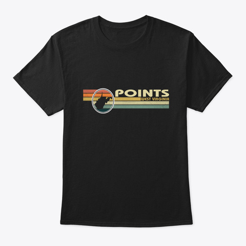 West Virginia Vintage 1980 S Style Points Black T-Shirt Front