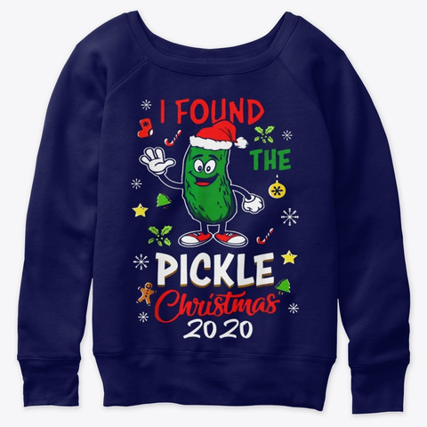 German Funny Found The Pickle Christmas Navy  T-Shirt Front
