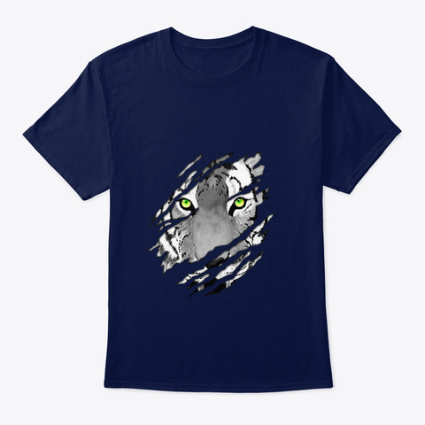 Tiger Face Wildlife Art Navy T-Shirt Front