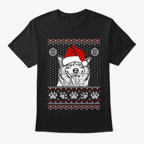Alaskan Malamute Lover Christmas Tee Black Camiseta Front