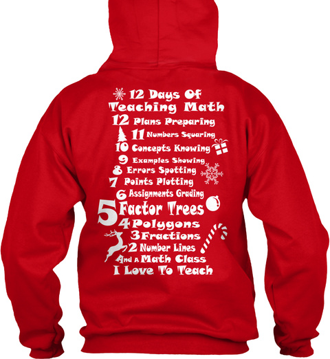 12 Days Of Teaching Math 12 Plans Preparing 11 Numbers Squaring 10 Concepts Knowing 9 Examples Showing 8 Errors... Red T-Shirt Back