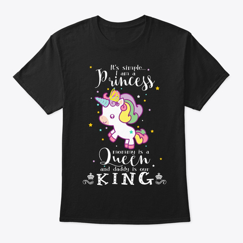 Unicorn Princess Queen King T Shirt Black T-Shirt Front