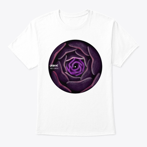 Vinyl Record Artwork Flower Purple White T-Shirt Front