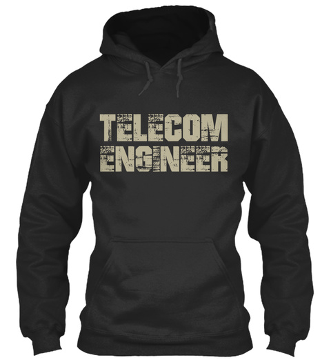 Telecom Engineer Jet Black T-Shirt Front