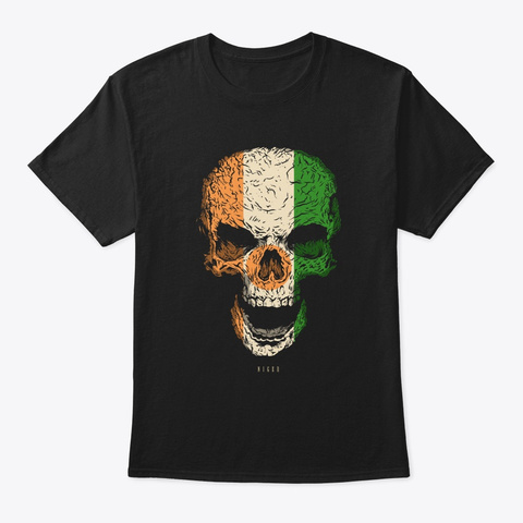 Skull Niger Flag Skeleton Black T-Shirt Front