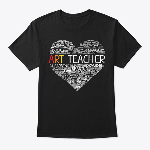 Funny Art Teacher Costume Heart Back To Black T-Shirt Front