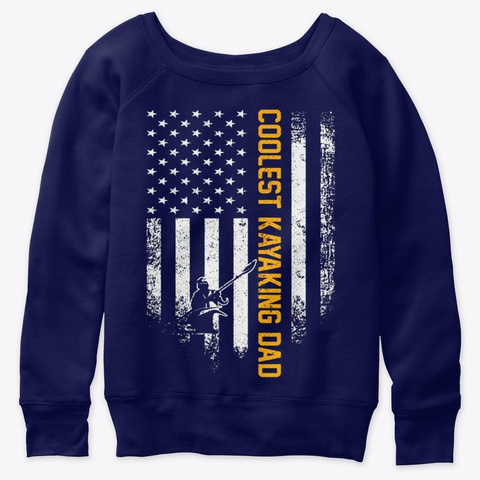 Usa American Flag Coolest Kayaking Dad Navy  T-Shirt Front