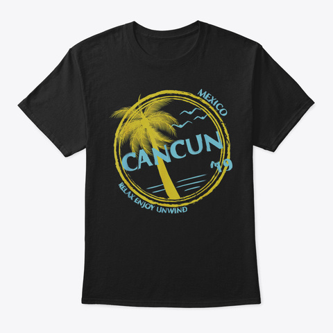 Cancun Mexico Souvenir Gift Shirt For Sp Black T-Shirt Front