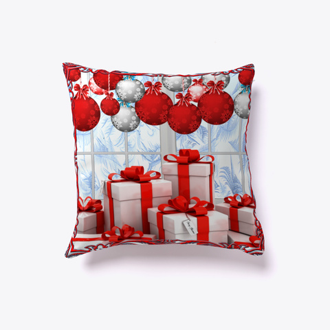 Frosty Christmas Morning   Throw Pillow Dark Red Camiseta Front