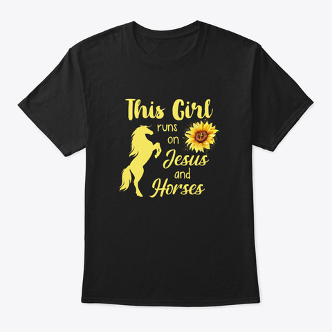 Awesome Sunflower Girl Jesus Horses Grap Black áo T-Shirt Front