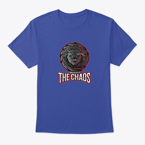 Embrace The Chaos  Angry Wolf Deep Royal T-Shirt Front