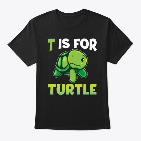 Turtle Art Kids Black T-Shirt Front