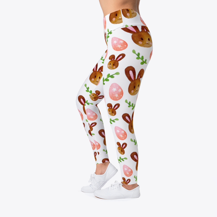 Custom Easter Egg Bunny Women's Print Fitness Stretch *Leggings* Yoga ...