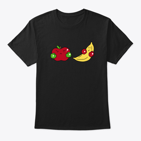 Boxing Apple And Banana Black T-Shirt Front