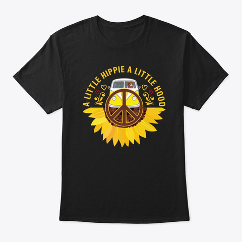 Sunflower A Little Hippie A Little Hood  Black T-Shirt Front