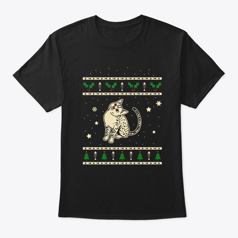 Christmas Egyptian Mau Gift Black T-Shirt Front
