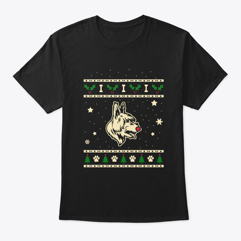Christmas Bouvier Des Ardennes Gift Black T-Shirt Front