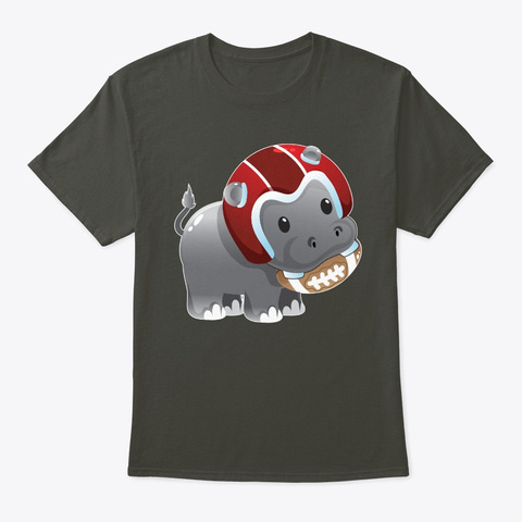 Hippo With Football Smoke Gray T-Shirt Front