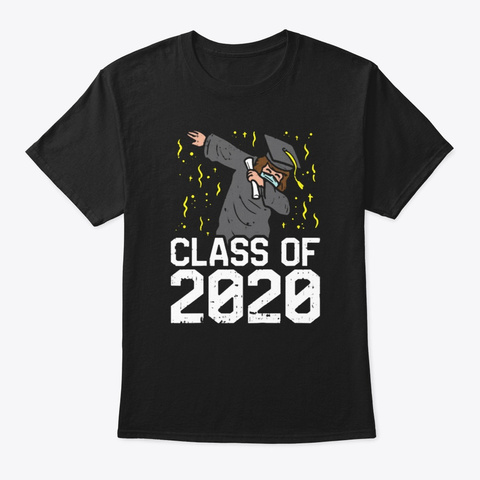 Dabbing Graduate Class 2020 Social Dista Black T-Shirt Front