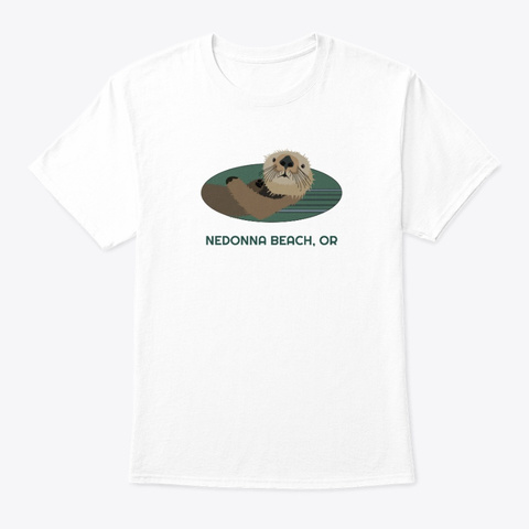 Nedonna Beach Or Otter Pnw Tribal White T-Shirt Front