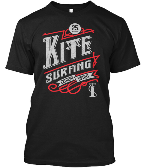 Kitesurfing Retro T Shirt Black T-Shirt Front