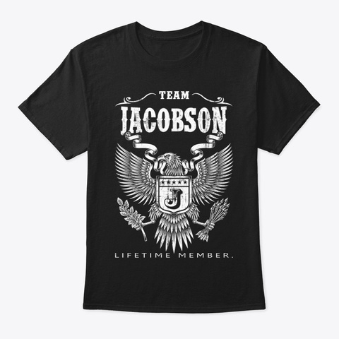 Jacobson Family Name Shirt. Black T-Shirt Front