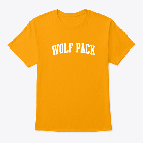 Wolf Pack College Letters Wolf Gold T-Shirt Front