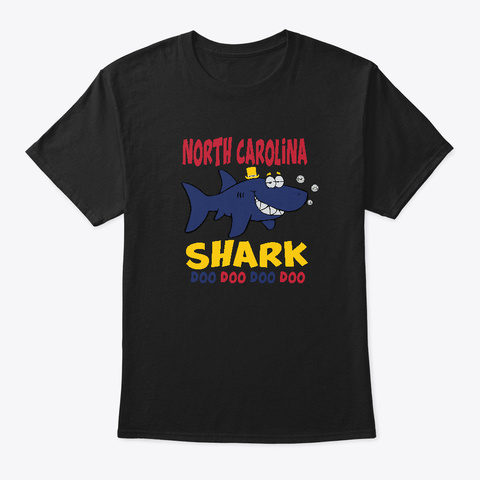 Funny North Carolina State Shark Doo Doo Black T-Shirt Front