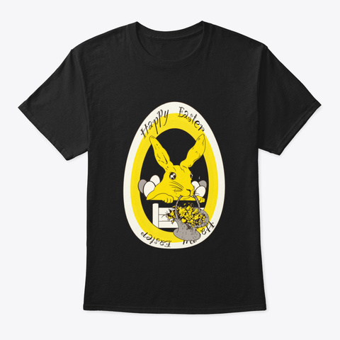 Happy Easter Mister Bunny Black T-Shirt Front