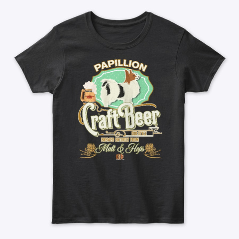 Papillion Gifts Dog Beer Lover Black T-Shirt Front