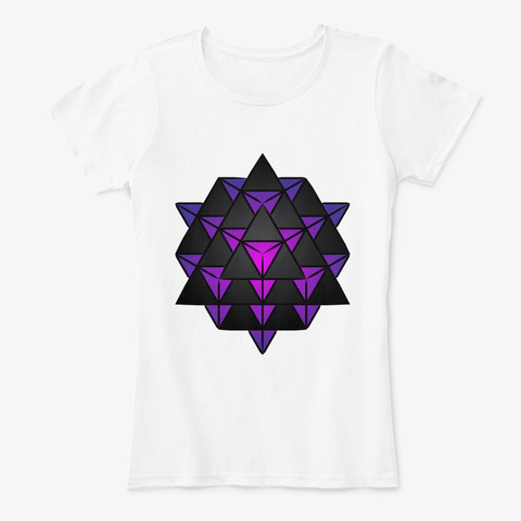 3 D 64 Tetrahedron Grid Series   Purple White T-Shirt Front