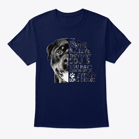 Rottweiler Soul I Love Rotties Dog Lover Navy T-Shirt Front