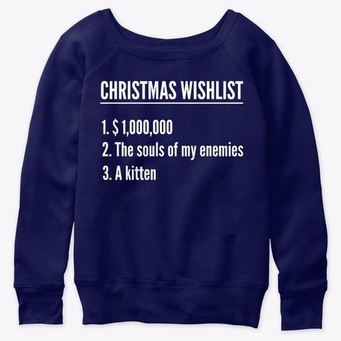 Naughty Christmas List Funny Dark Gift Navy  T-Shirt Front