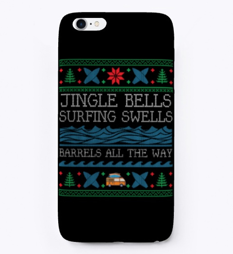Surfing Surf Board Ugly Christmas Xmas Black T-Shirt Front