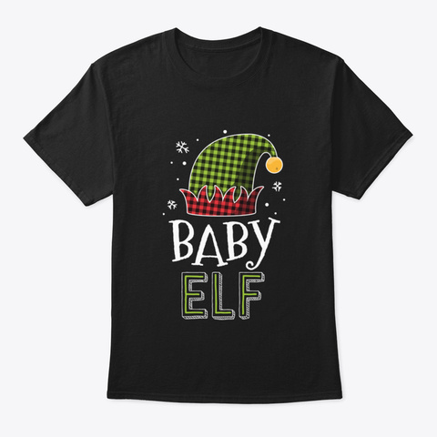Baby Elf Plaid Christmas Shirt Kids Matc Black T-Shirt Front