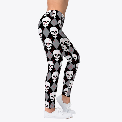 Ugly Sweater Leggings With Skulls Black Kaos Right
