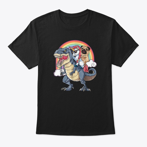Pug And Unicorn Ride Dinosaur