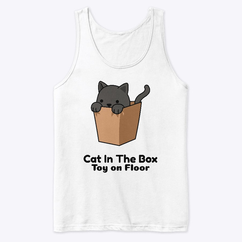 Cat In The Box White T-Shirt Front