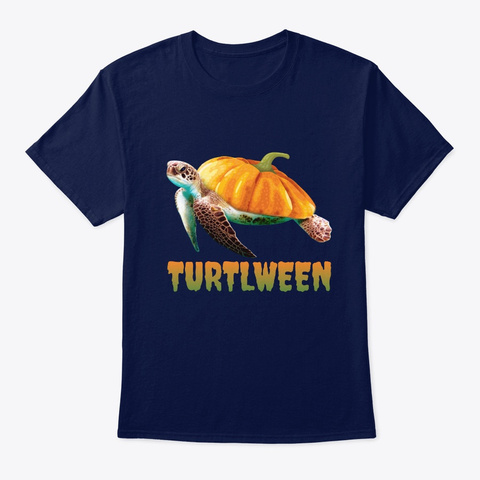 Turtlween Funny Halloween Pumpkin Turtle Navy T-Shirt Front