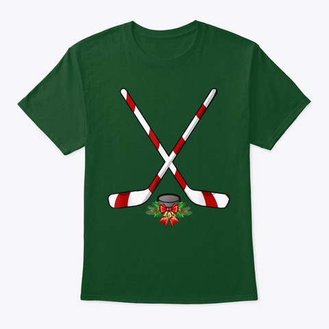 Funny Ice Hockey Christmas Shirt Candy Deep Forest T-Shirt Front