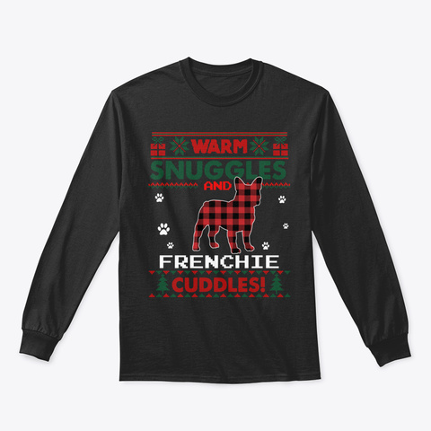French Bulldog Christmas Pajama Shirt Ug Black Maglietta Front