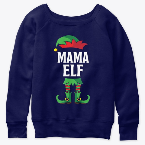 Mama Elf Costume Family Christmas Navy  T-Shirt Front
