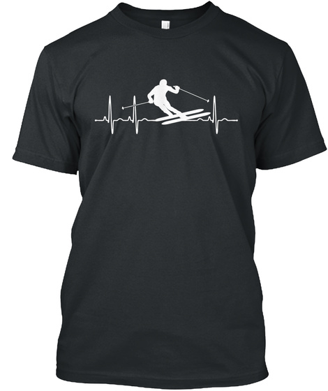 Skiing Heartbeat   Limited Edition!  Black T-Shirt Front