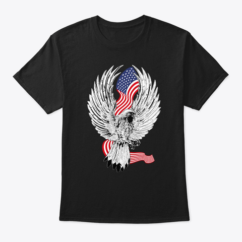 American Great Freedom Eagle Cross Flag  Black áo T-Shirt Front
