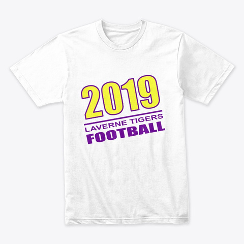 2019 Laverne Tigers Football White T-Shirt Front